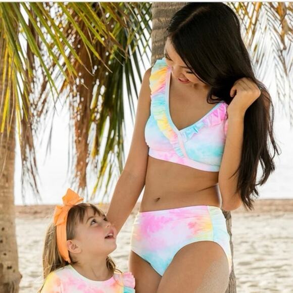 Ruffle Butts Women's Ruffle V-Neck Bikini Top Multicolor Pastel size XXL - Picture 4 of 4